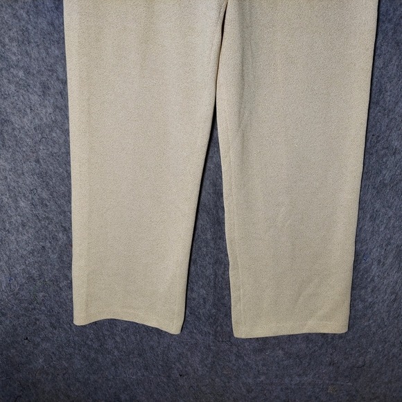 St. John Evening Women Pants 12 Gold Shimmer Cream Wool Rayon Wide Leg Pull On - Picture 3 of 10